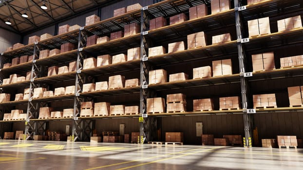 In The Small Warehouse, 3D illustration Background for advertising and wallpaper in building and warehouse scene. 3D rendering in decorative concept.