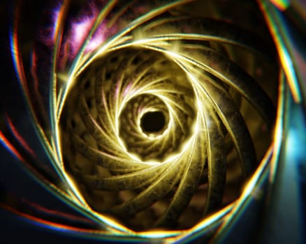 Abstract Gold Ring, 3D illustration Background for advertising and wallpaper in sci fi and technology innovation scene. 3D rendering in decorative concept.
