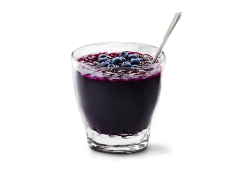 Blueberry Coffee A fruity blueberry coffee in a stylish glass with blueberry syrup and coffee. Drink isolated on transparent background.