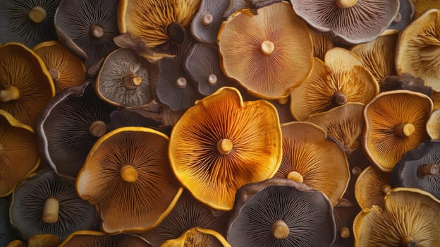 Abstract pattern created from different mushrooms