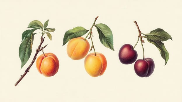 Detailed botanical drawing showcasing fruits