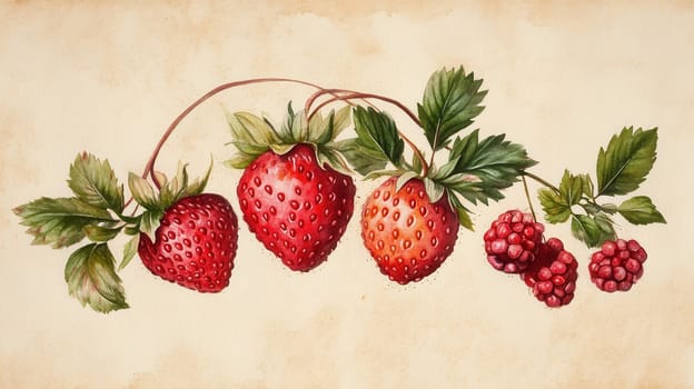 Detailed watercolor illustration of berries on light