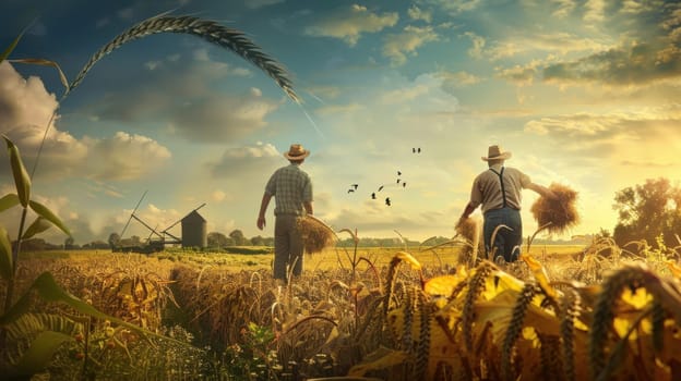 Farm Workers Portrait on the wheat field