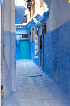Typical alley of the Kasbah of Chefchaouen, teh blue ciy of Morocco