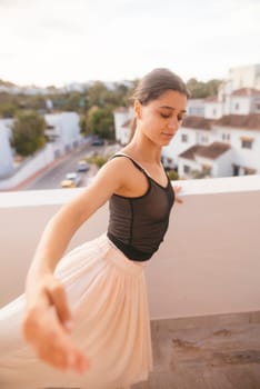 A serene moment showcasing a ballet dancer in a picturesque backdrop, embodying elegance and artistry.