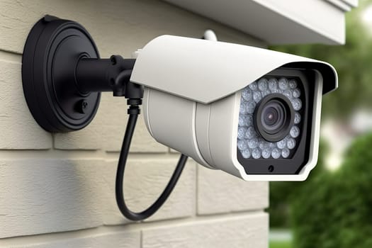 A security camera has been strategically mounted to the side of a building to enhance monitoring and ensure safety in the area
