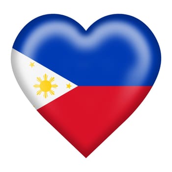 A Philippines flag heart button isolated on white with clipping path