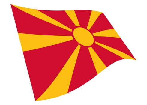 A North Macedonia waving flag 3d illustration isolated on white with clipping path