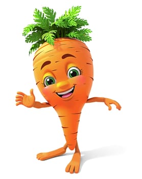 Cartoon illustrations of cheerful anthropomorphic carrots. Transparent (isolated), modern anime style.