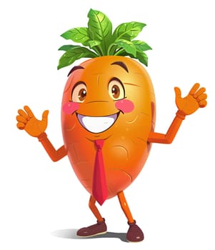Cartoon illustrations of cheerful anthropomorphic carrots. Transparent (isolated), modern anime style.