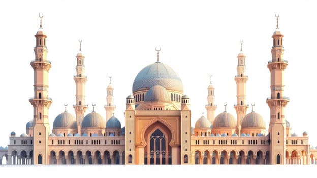 The mosque is made in the traditions of Islamic architecture. Eastern religious building mosque.