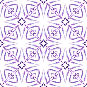 Exotic seamless pattern. Purple superb boho chic summer design. Textile ready immaculate print, swimwear fabric, wallpaper, wrapping. Summer exotic seamless border.