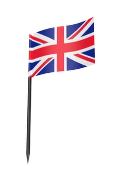 Toothpick with United Kingdom flag, isolated on white background