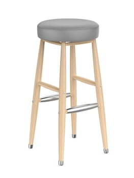 Wooden bar stool on a white background