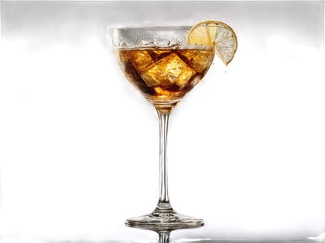 Espresso tonic in a highball glass tonic water fizzing dynamic mixture scene refreshing and unique. Drink isolated on transparent background.