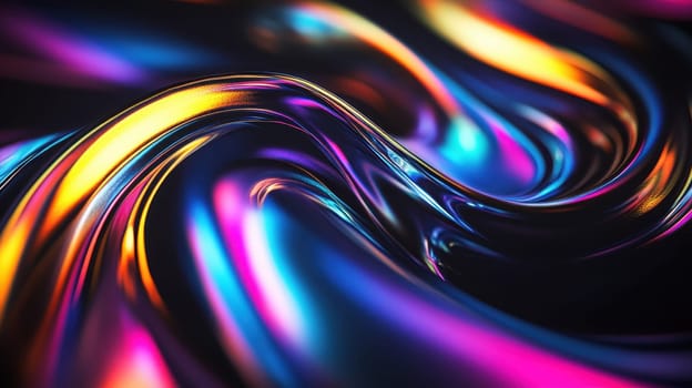 Abstract Iridescent Swirl, Vibrant Metallic Texture
