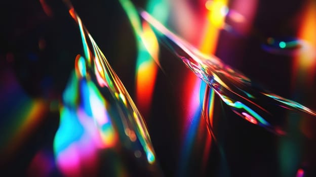 Abstract background of refracted light on iridescent surface