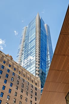 Architecture of historic and modern buildings in downtown of Vancouver, Canada.