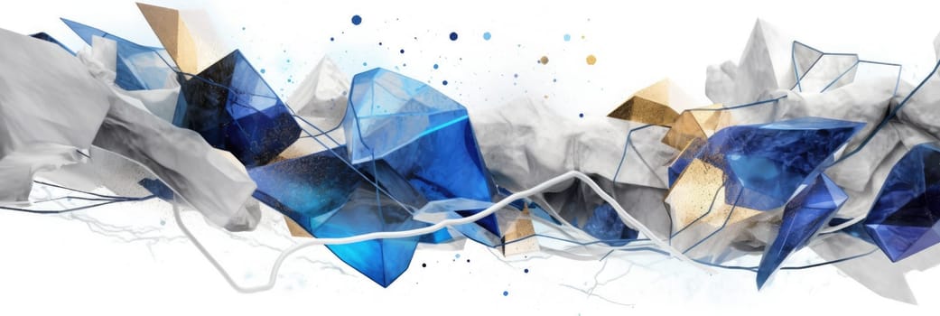 Abstract watercolor artwork mixed with buzzy geometric shapes for background of social media banner generative AI image