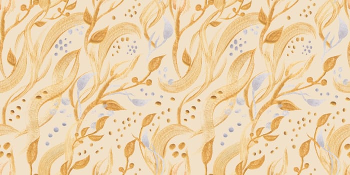 Seamless monochrome watercolor pattern with abstract wildflowers drawn in watercolor