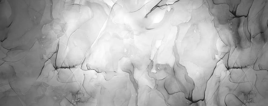 Abstract Black and White Ink Swirl Banner Background