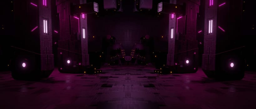 Neon Lights in a Futuristic Corridor Background