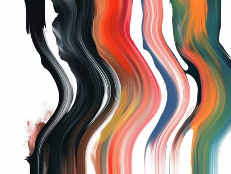 Vibrant wavy brushstrokes in various colors create a dynamic feel, perfect for adding color to any space