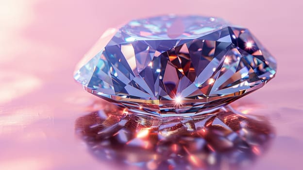 Large cut diamond on beautiful blurred background. For advertising of luxury jewelry stores.