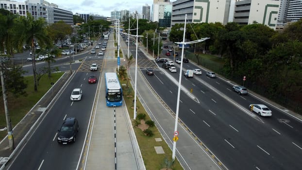 salvador, bahia, brazil - outobro 24, 2022: bus of the BRT transport system in the city of Salvador.