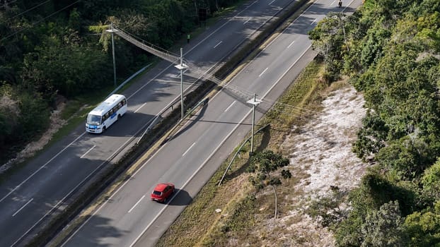 mata de sao joao, bahia, brazil - september 9, 2024: View of a wild animal flyover on the BA 099 highway in the Praia do Forte region.