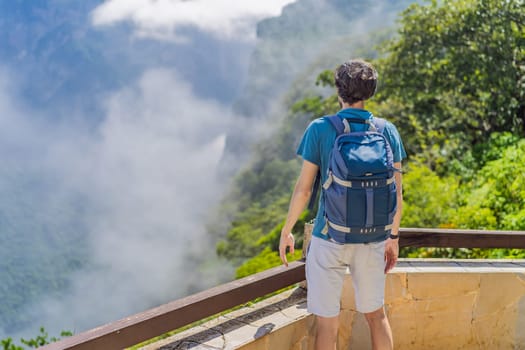 Male tourist exploring Sumidero Canyon National Park, Mexico. Adventure, natural exploration, and travel experience concept.