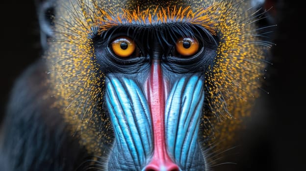 Colorful mandrill with black background (Mandrillus sphinx)