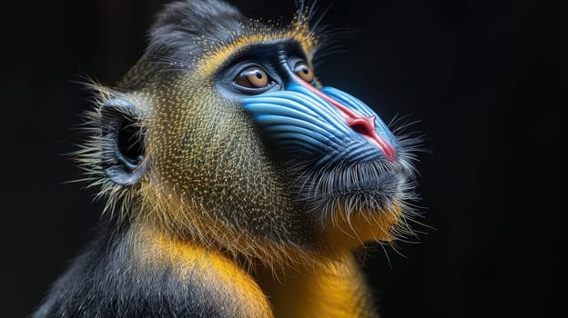 Colorful mandrill with black background (Mandrillus sphinx)