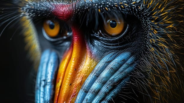 Colorful mandrill with black background (Mandrillus sphinx)