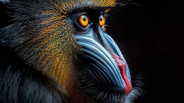 Colorful mandrill with black background (Mandrillus sphinx)