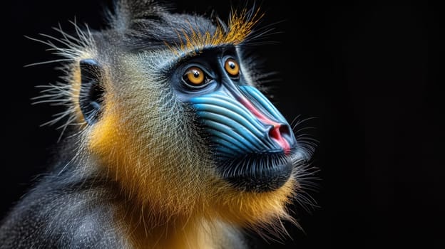 Colorful mandrill with black background (Mandrillus sphinx)