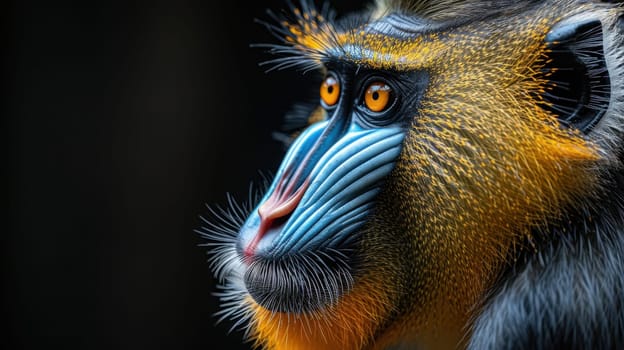 Colorful mandrill with black background (Mandrillus sphinx)
