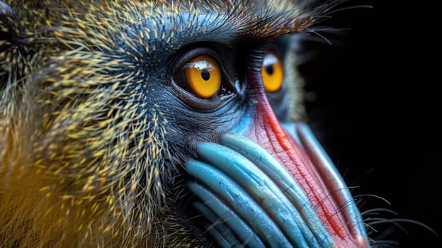 Colorful mandrill with black background (Mandrillus sphinx)