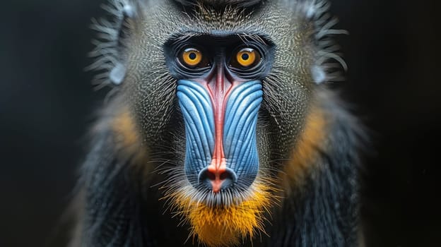 Colorful mandrill with black background (Mandrillus sphinx)