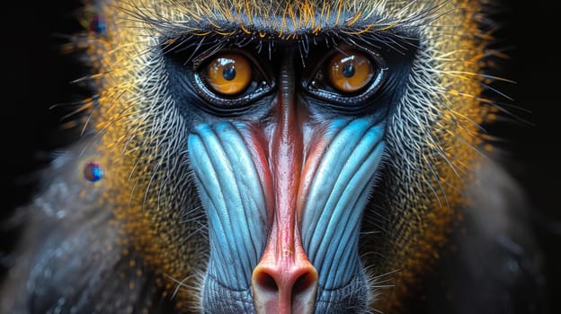 Colorful mandrill with black background (Mandrillus sphinx)