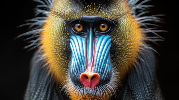 Colorful mandrill with black background (Mandrillus sphinx)