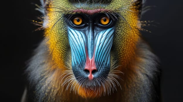 Colorful mandrill with black background (Mandrillus sphinx)