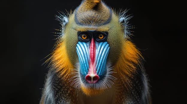 Colorful mandrill with black background (Mandrillus sphinx)