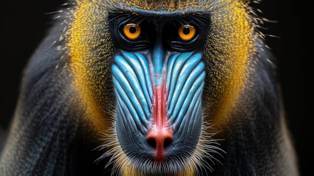 Colorful mandrill with black background (Mandrillus sphinx)