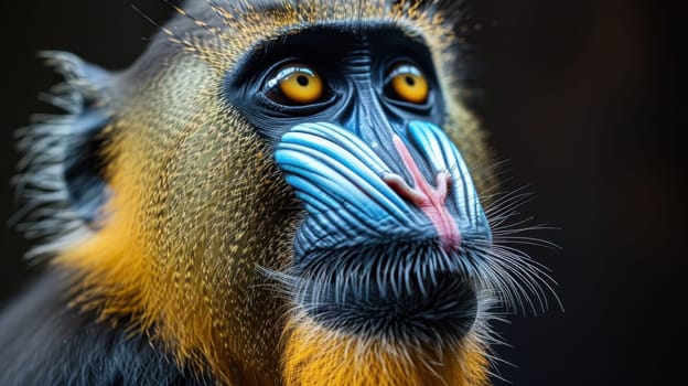 Colorful mandrill with black background (Mandrillus sphinx)