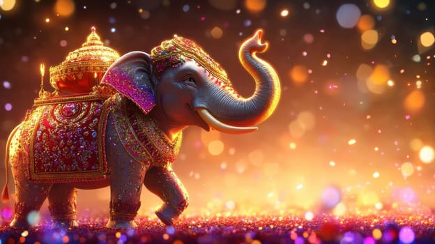 Majestic Decorated Elephant on a Festive Background