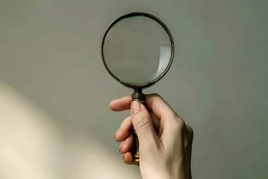 Close up of a magnifying glass isolated on a clean white background for clarity and focus
