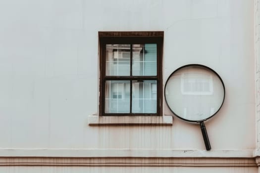 Close up of a magnifying glass isolated on a white background for clarity and focus
