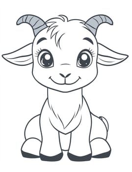 A cute goat with a big smile on its face. The goat is sitting down and looking at the camera