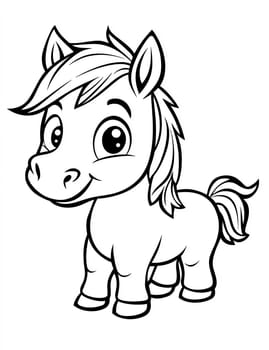 A cute little horse with a big smile on its face. The horse is standing in a field of grass